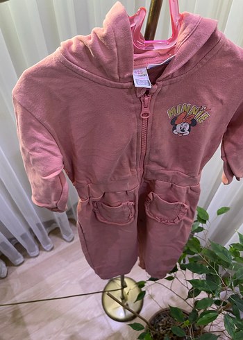 Kız Çocuk Pembe Minnie Kapüşonlu tulum - Görsel 5