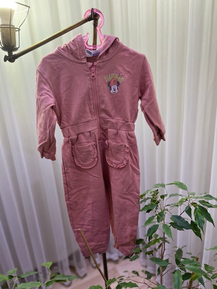Kız Çocuk Pembe Minnie Kapüşonlu tulum - Görsel 2