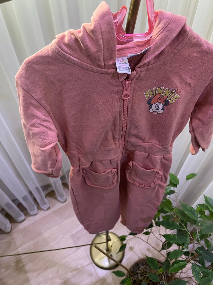 Kız Çocuk Pembe Minnie Kapüşonlu tulum - Görsel 5