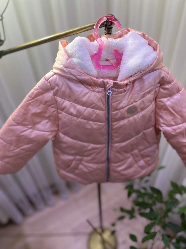 Kürklü Pembe Kız Çocuk Mont - Görsel 2