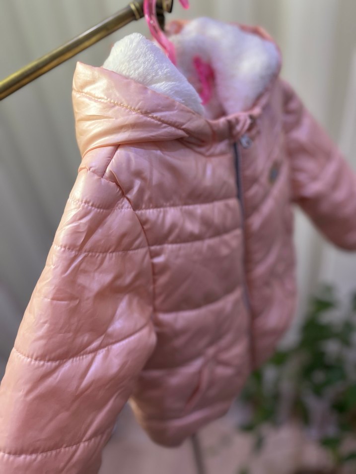 Kürklü Pembe Kız Çocuk Mont - Görsel 4