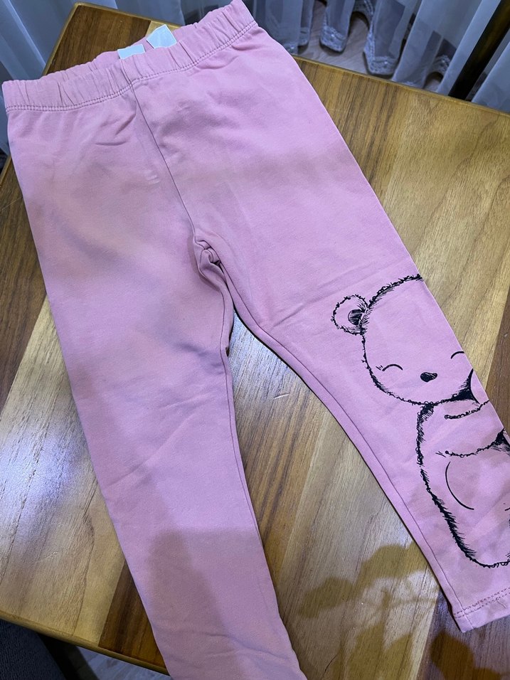 Kız Çocuk Baskılı Pamuklu Tayt - Görsel 5