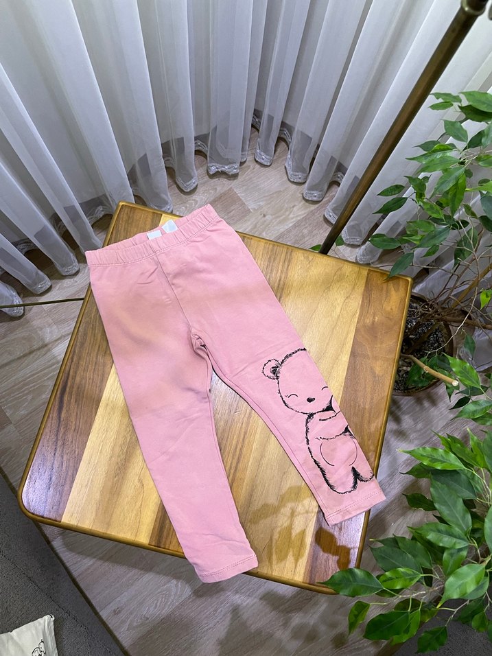 Kız Çocuk Baskılı Pamuklu Tayt - Görsel 4