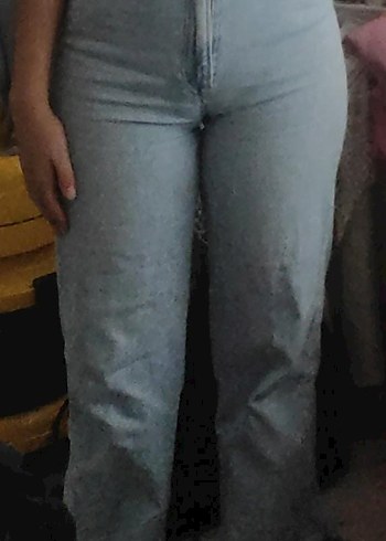 s Beden Kadın Mavi Bağcıklı Salaş Denim Pantolon