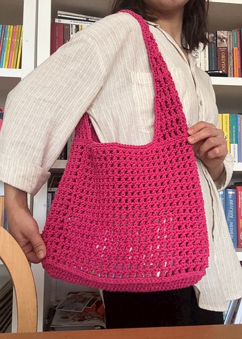 Zara Pembe Örgü Kadın Çanta