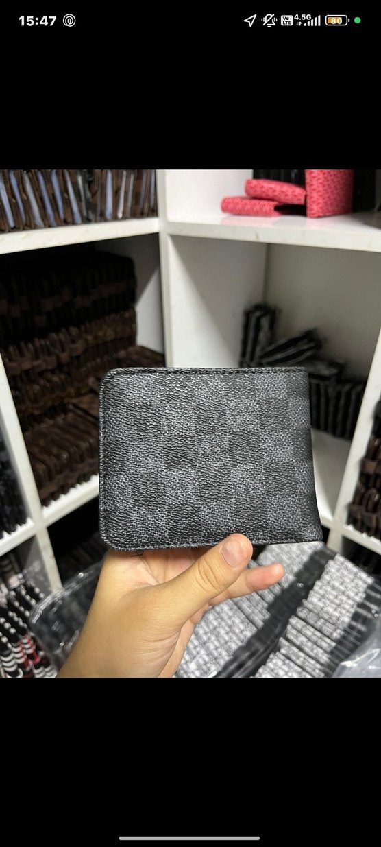 Louis Vuitton Siyah Kareli Erkek Cüzdanı - Görsel 3