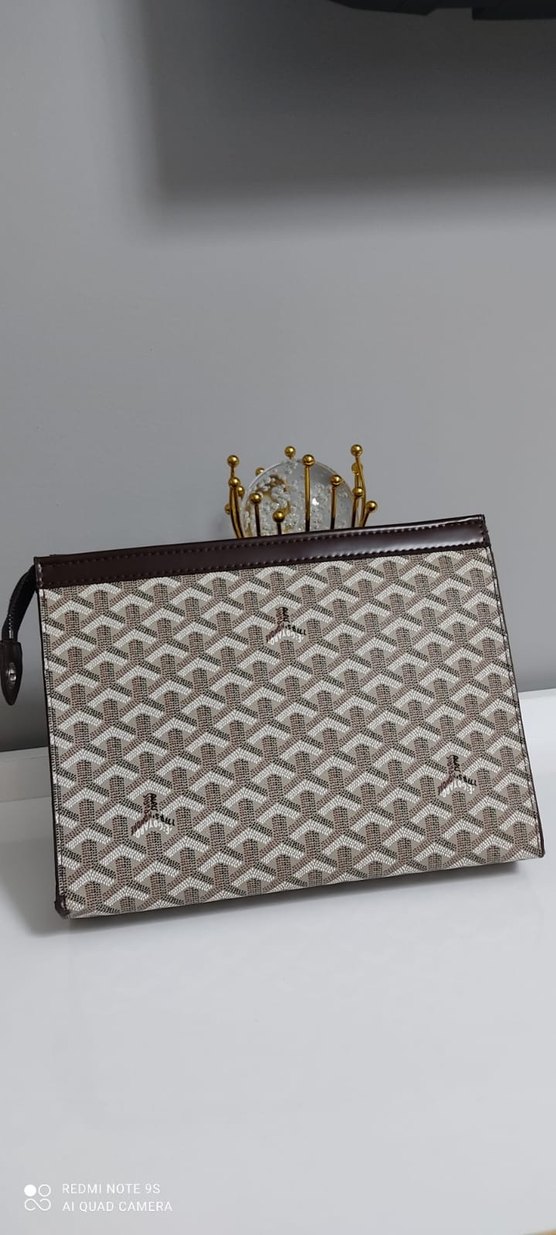 Kahverengi Nakışlı Portföy Çanta - Görsel 3