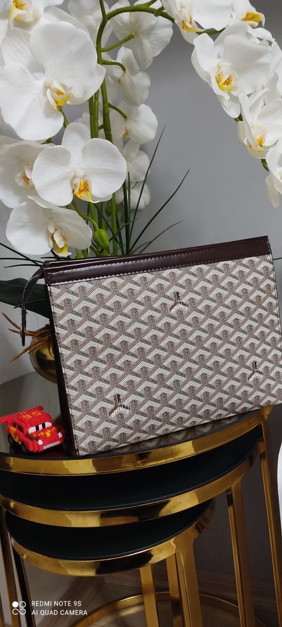 Kahverengi Nakışlı Portföy Çanta - Görsel 4