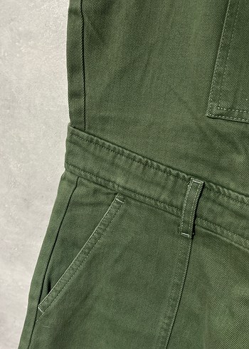 Kadın Yeşil Askılı Kemerli Midi Tulum - Görsel 3