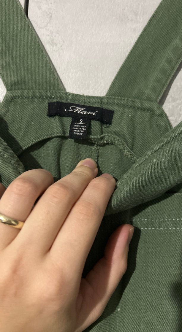 Kadın Yeşil Askılı Kemerli Midi Tulum - Görsel 2