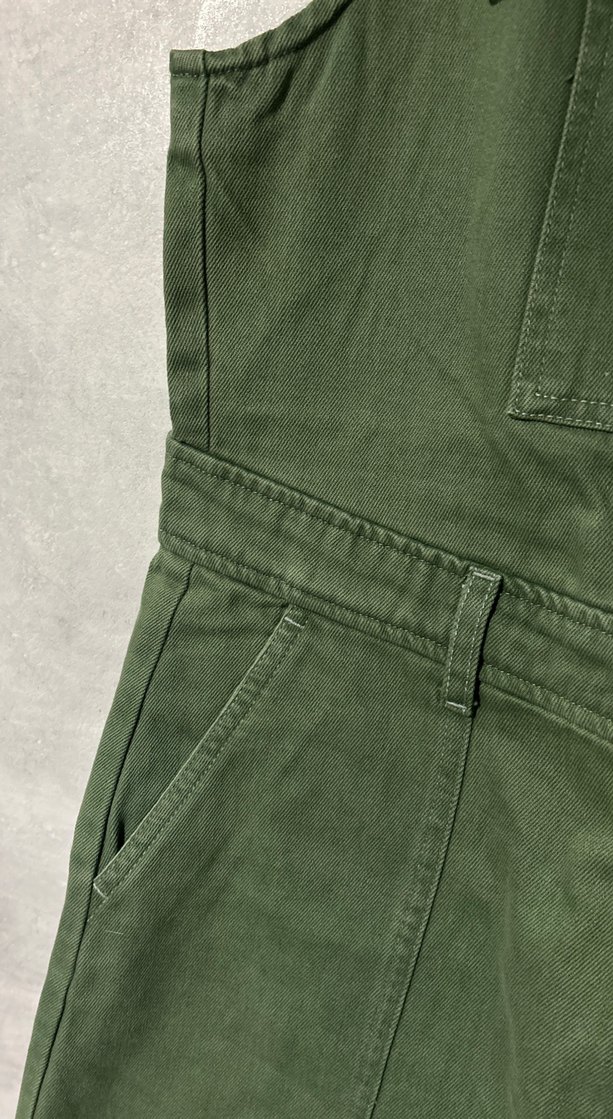 Kadın Yeşil Askılı Kemerli Midi Tulum - Görsel 3