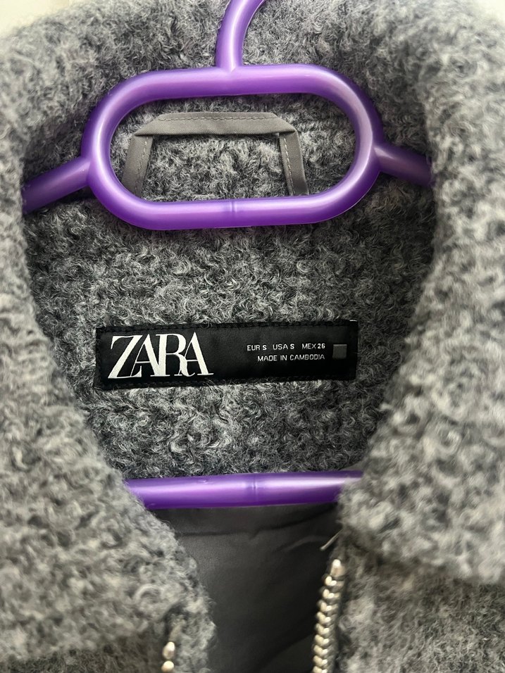 Gri Kısa Yün Kadın Ceket - Görsel 2