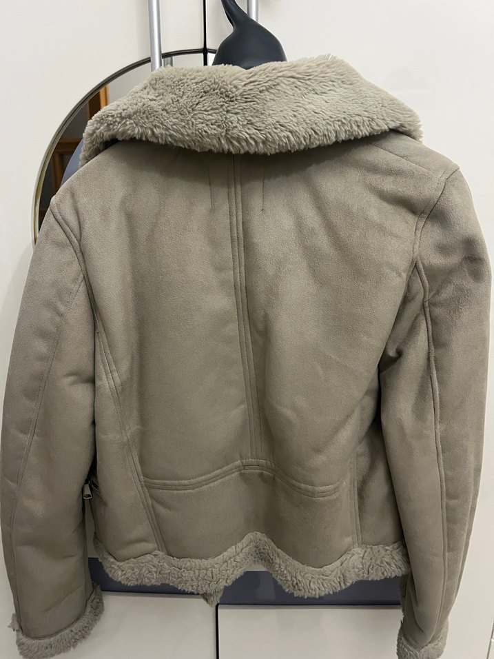 Gri Süet Kürklü Kadın Ceket - Görsel 3