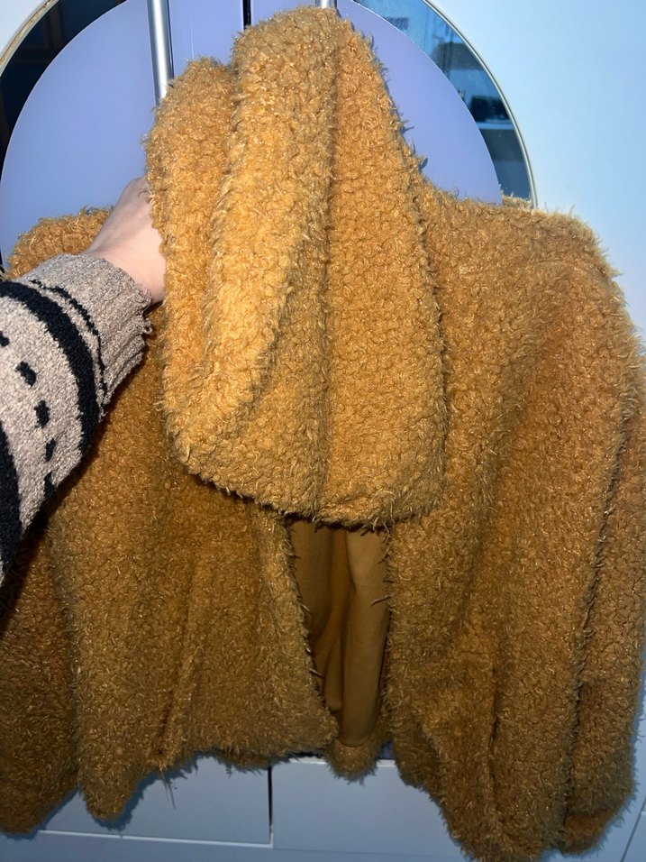 Kahverengi Peluş Kadın Ceket - Görsel 3