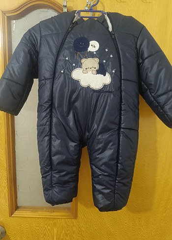 Lacivert Peluş Kapüşonlu Bebek Tulumu - Görsel 3