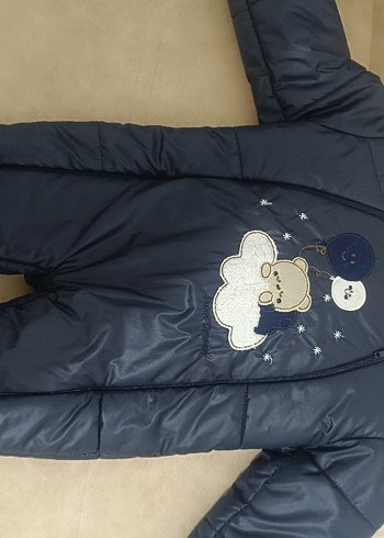 Lacivert Peluş Kapüşonlu Bebek Tulumu - Görsel 2