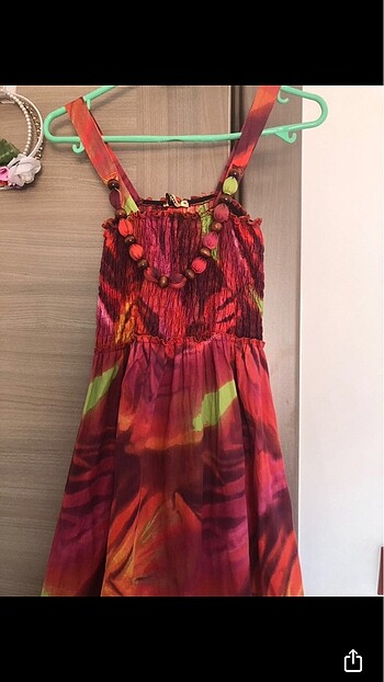 Diğer jeanette çok renkli askılı uzun elbise