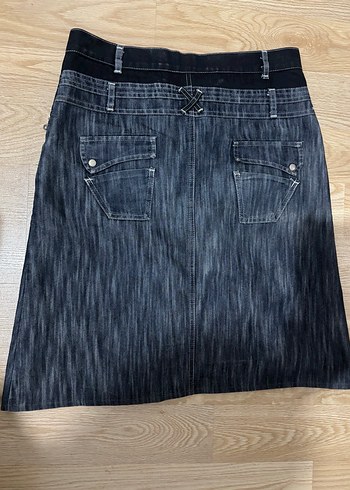 Lacivert Denim Midi Etek - Görsel 2