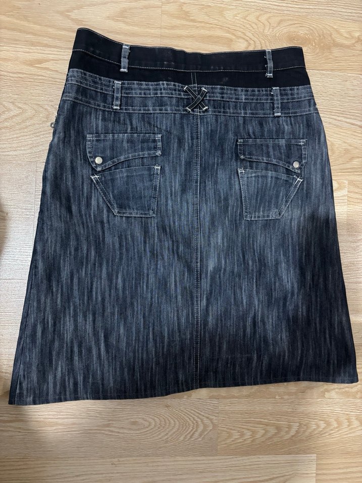 Lacivert Denim Midi Etek - Görsel 2