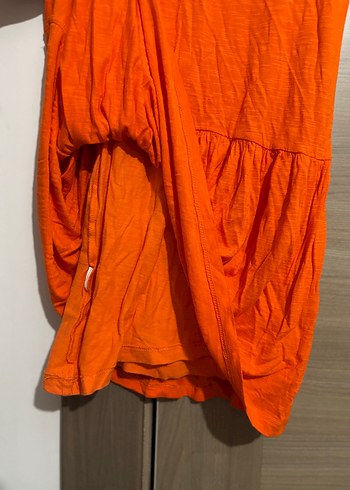 Nakışlı Turuncu Bohem Elbise - Görsel 3