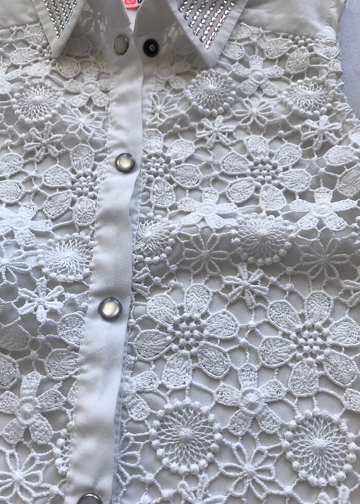 Şifon Dantelli Kız Çocuk Gömlek - Görsel 4