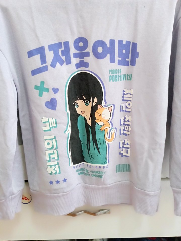 Mor Baskılı Kız Sweatshirtü - Görsel 2