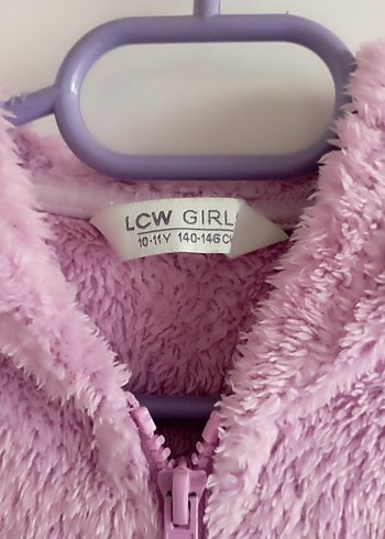 Kız Çocuk Lila Kapüşonlu Peluş Ceket - Görsel 5