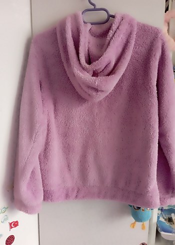 Kız Çocuk Lila Kapüşonlu Peluş Ceket - Görsel 3
