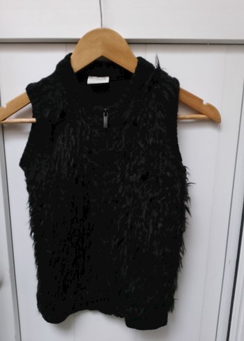 Siyah Kürklü Yün Çocuk Yelek - Görsel 2