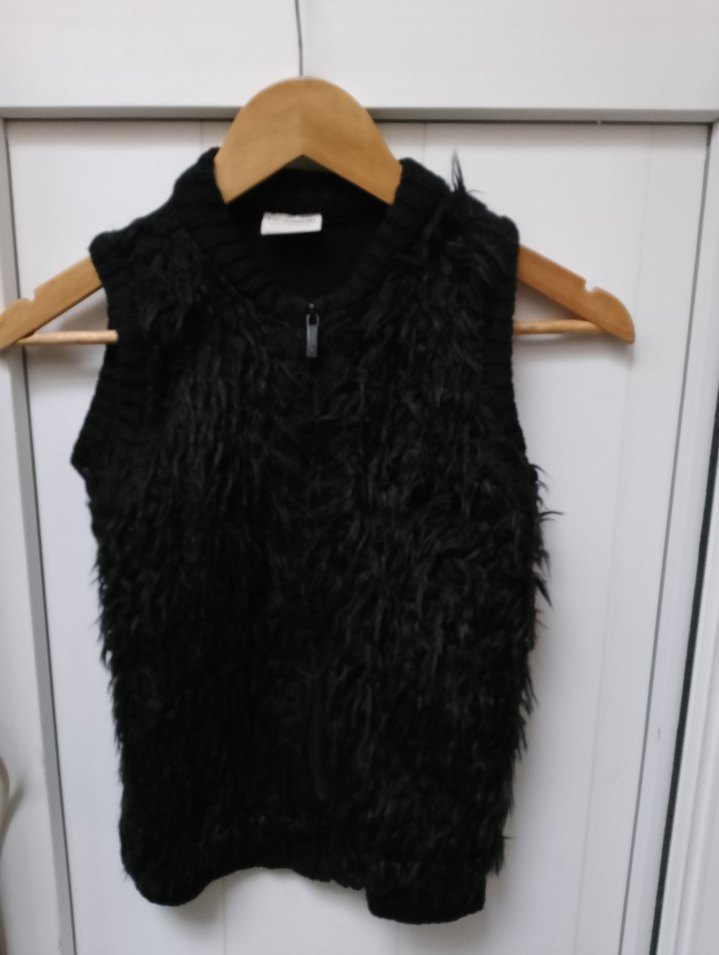Siyah Kürklü Yün Çocuk Yelek - Görsel 2
