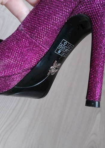 Mor Parlak Glitarlı Yüksek Topuklu Stiletto - Görsel 3