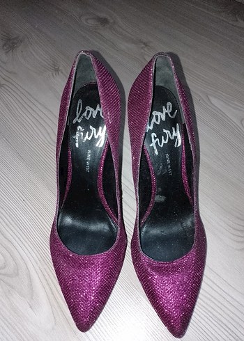 Mor Parlak Glitarlı Yüksek Topuklu Stiletto - Görsel 8