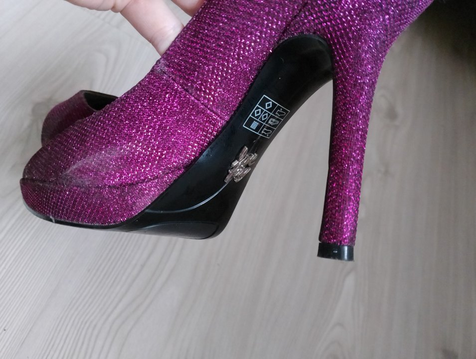 Mor Parlak Glitarlı Yüksek Topuklu Stiletto - Görsel 3