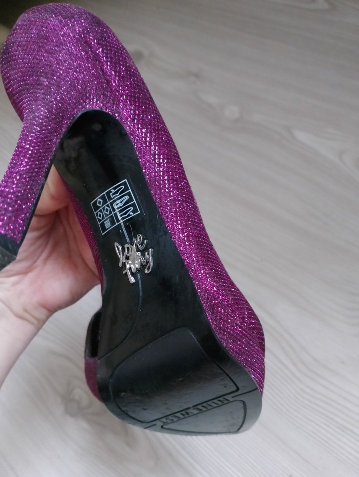 Mor Parlak Glitarlı Yüksek Topuklu Stiletto - Görsel 4