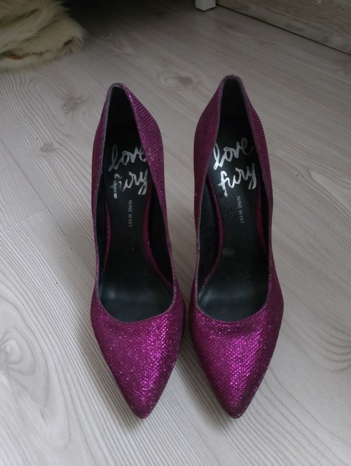 Mor Parlak Yılan Desenli Stiletto Topuklu Kadın Ayakkabı - Görsel 4