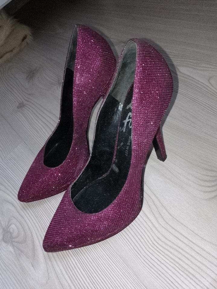 Mor Parlak Yılan Desenli Stiletto Topuklu Kadın Ayakkabı - Görsel 2