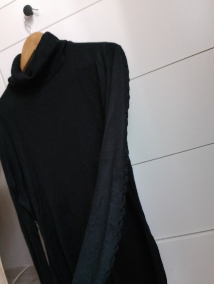 Kadın Siyah Boğazlı Oversize Triko - Görsel 4