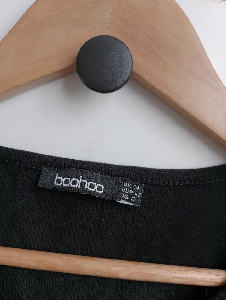 Renkli Baskılı Siyah Hamile Tişörtü Elbise - Görsel 3