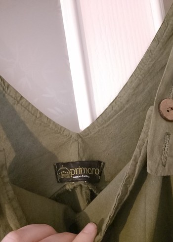 Kadın Haki Keten Salaş Midi Tulum - Görsel 6