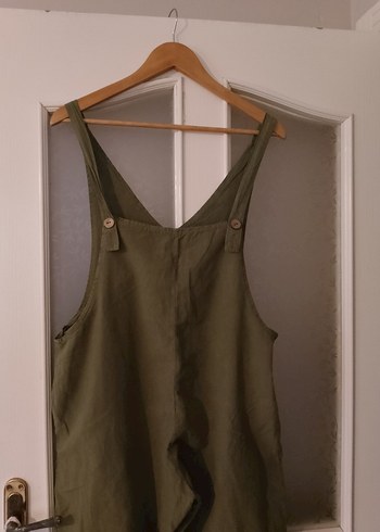 Kadın Haki Keten Salaş Midi Tulum - Görsel 2