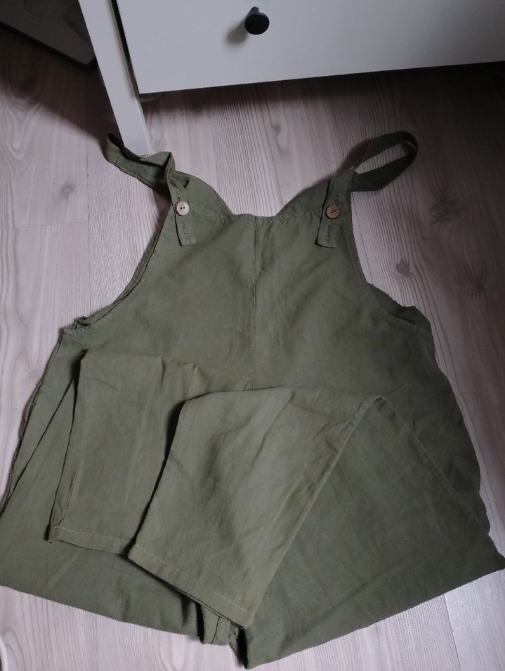 Kadın Haki Keten Salaş Midi Tulum - Görsel 3