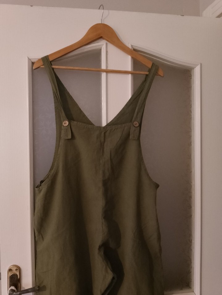 Kadın Haki Keten Salaş Midi Tulum - Görsel 2