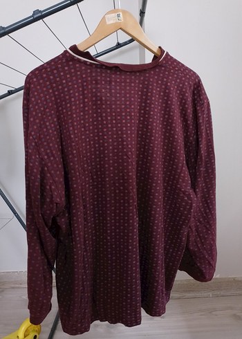 Bordo V Yaka Erkek Triko Pijama Üstü - Görsel 4