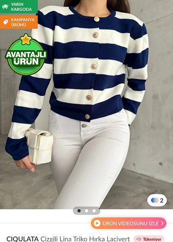 Çizgili Düğmeli Mini Triko Hırka