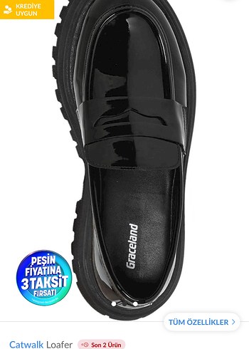 Siyah Platform Topuklu Kadın Loafer