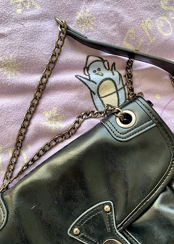 Kemer Tokalı Siyah Deri Kadın Çanta - Görsel 2