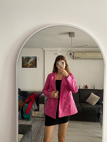 Deri Pembe Blazer