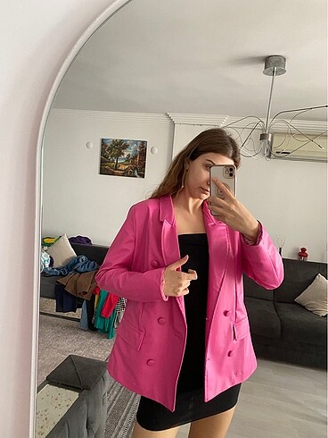 40 Beden Deri Pembe Blazer