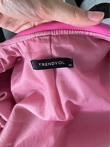 40 Beden pembe Renk Deri Pembe Blazer