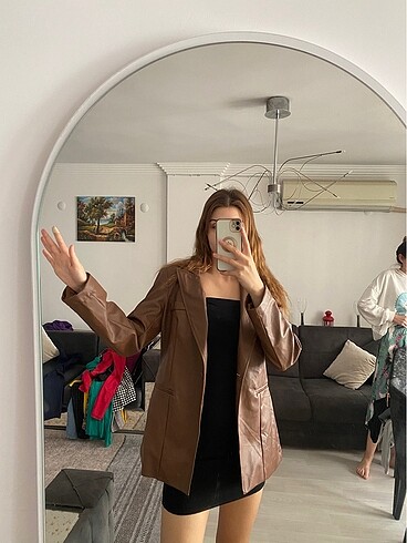 40 Beden Deri Blazer Ceket
